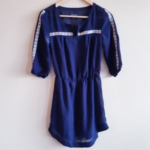 Gap | sheer elastic waist embroidered tunic dress